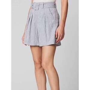 BLANK NYC Shorts Size 30 Gingham Checks Gray Summer Belted High Waisted NWT